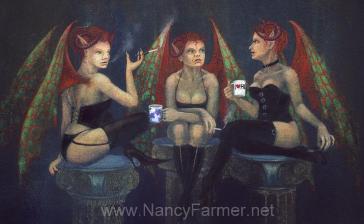 Coffee Break - devils in art by Nancy Farmer
