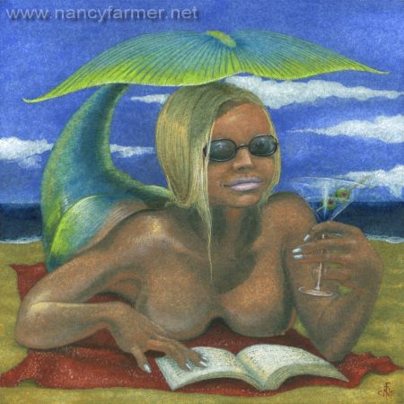 Bronzed Mermaid - painting by Nancy Farmer