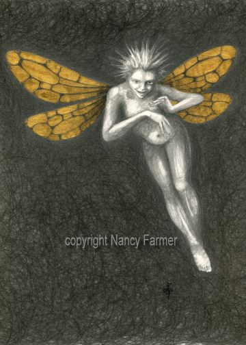 Gold Fairy 4 - drawing by nancy Farmer