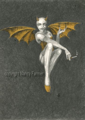 Gold Fairy 5 - drawing by nancy Farmer