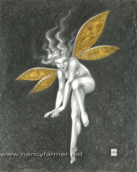 Gold Fairy 56 - drawing by nancy Farmer