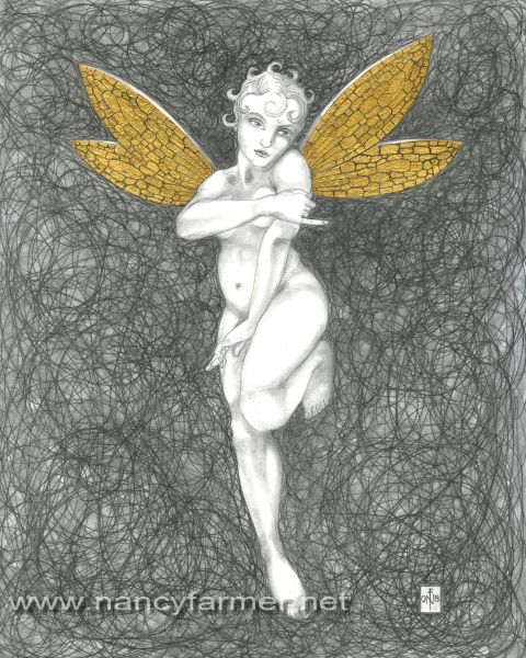 Gold Fairy 58 - drawing by nancy Farmer