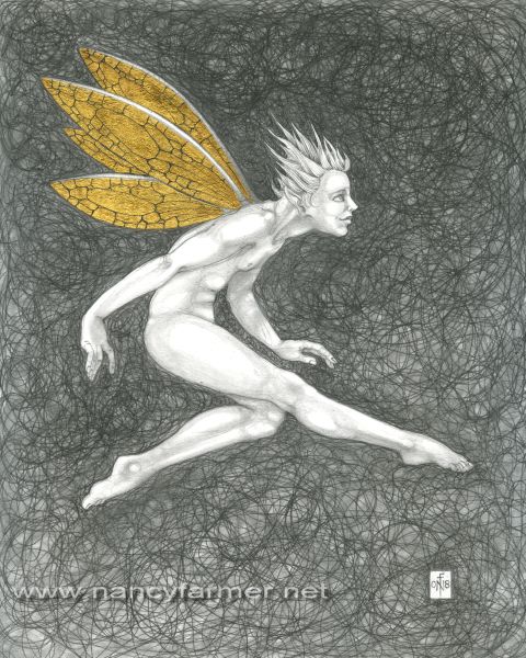 Gold Fairy 59 - drawing by nancy Farmer