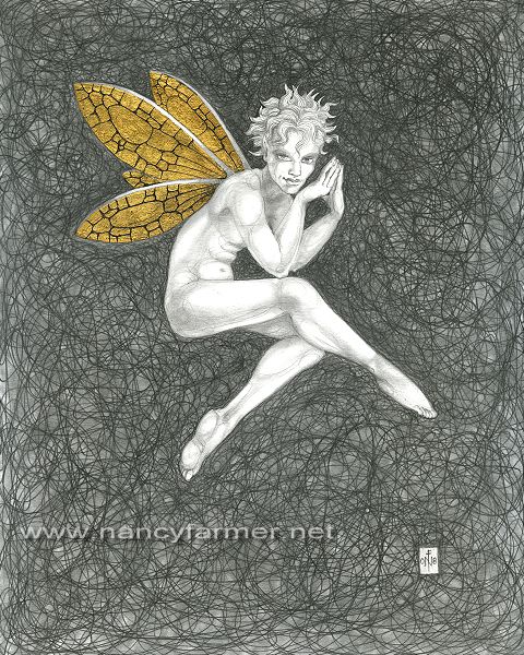 Gold Fairy 60 - drawing by nancy Farmer
