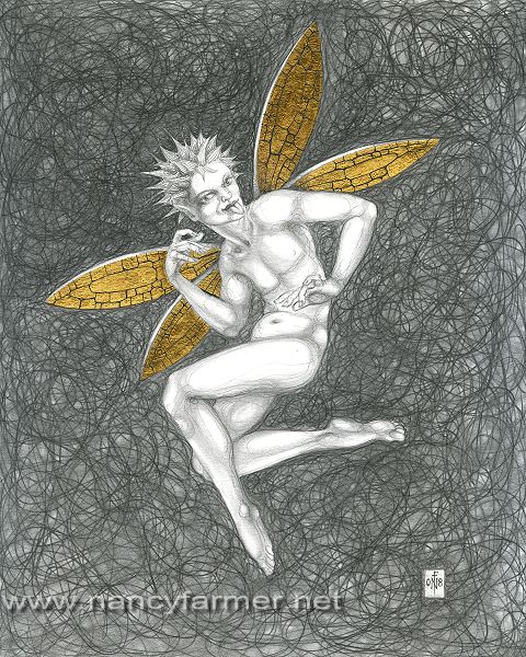 Gold Fairy 62 - drawing by nancy Farmer