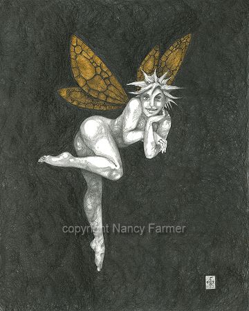 Gold Fairy 21 - drawing by nancy Farmer