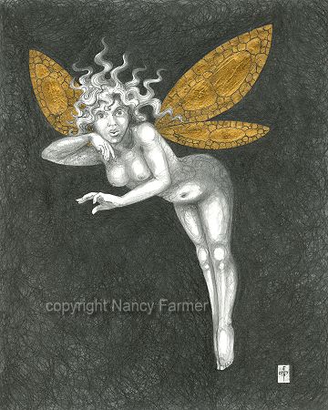 Gold Fairy 26 - drawing by nancy Farmer