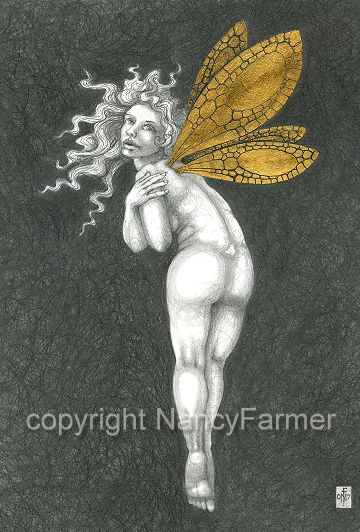 Gold Fairy 29 - drawing by nancy Farmer