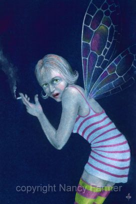 'Naughty Stripy Fairy' - painting by Nancy Farmer