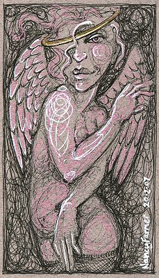 Permanent Sketch 29: Metallic Pink Angel - drawing by nancy Farmer