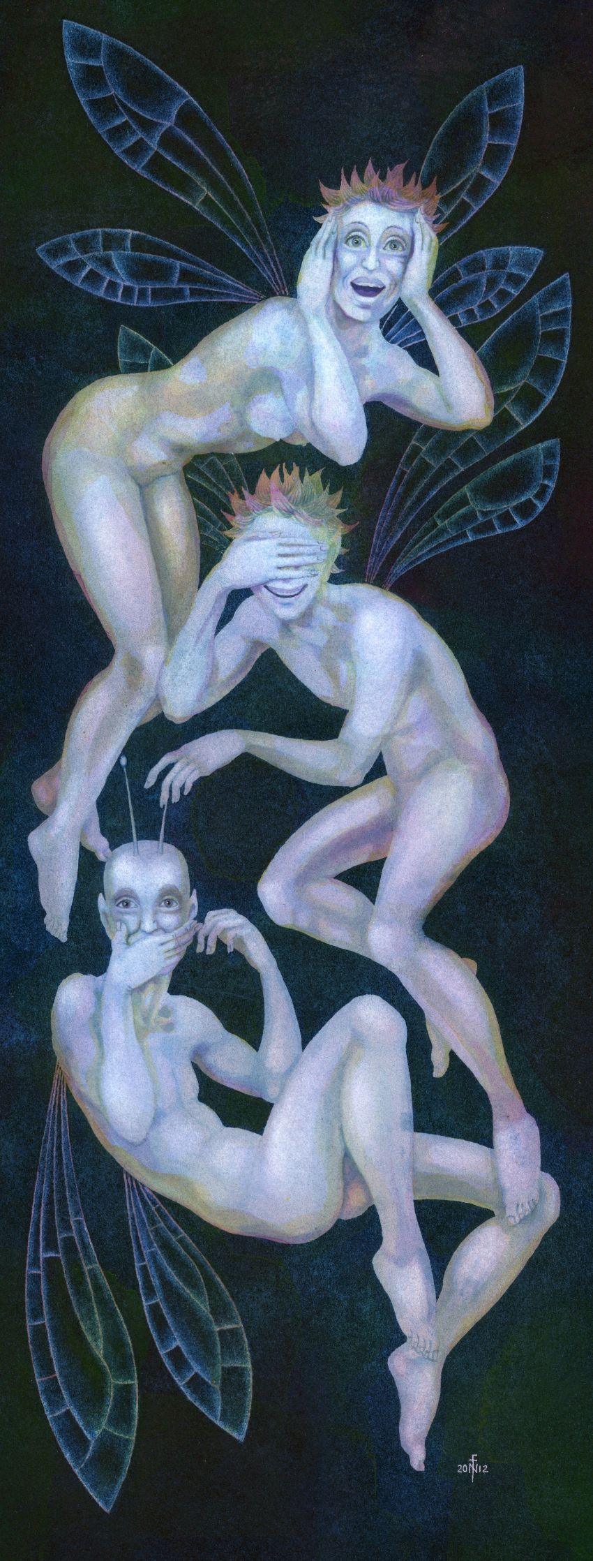 'Three Wise Fairies' - painting in gouache by Nancy Farmer