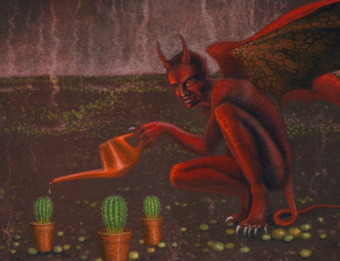 Watering the pot plants - Satan as a gardener by NancyFarmer